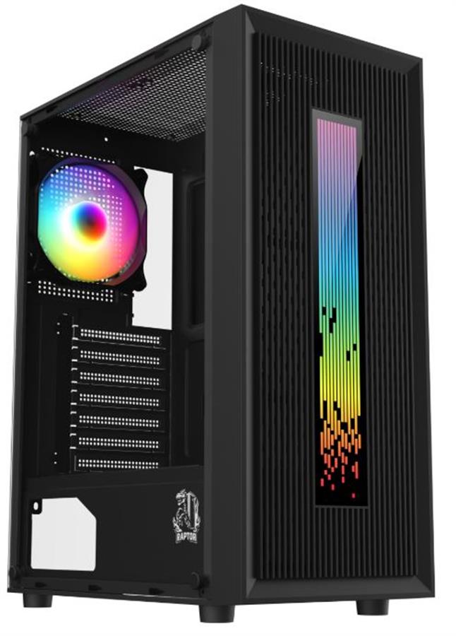 Gabinete Raptor Vortex TG Mid-Tower RGB Back Fan x1 + Led Front w