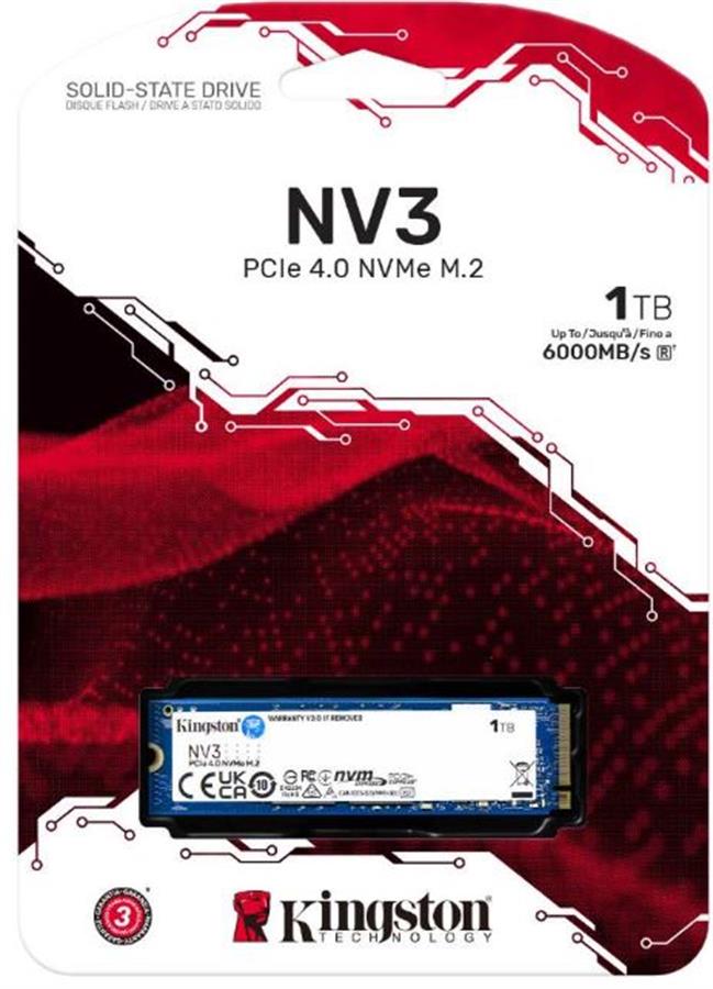 Disco SSD 1TB KINGSTON NV3 M.2 2280 PCIe NVMe 6000MB/s