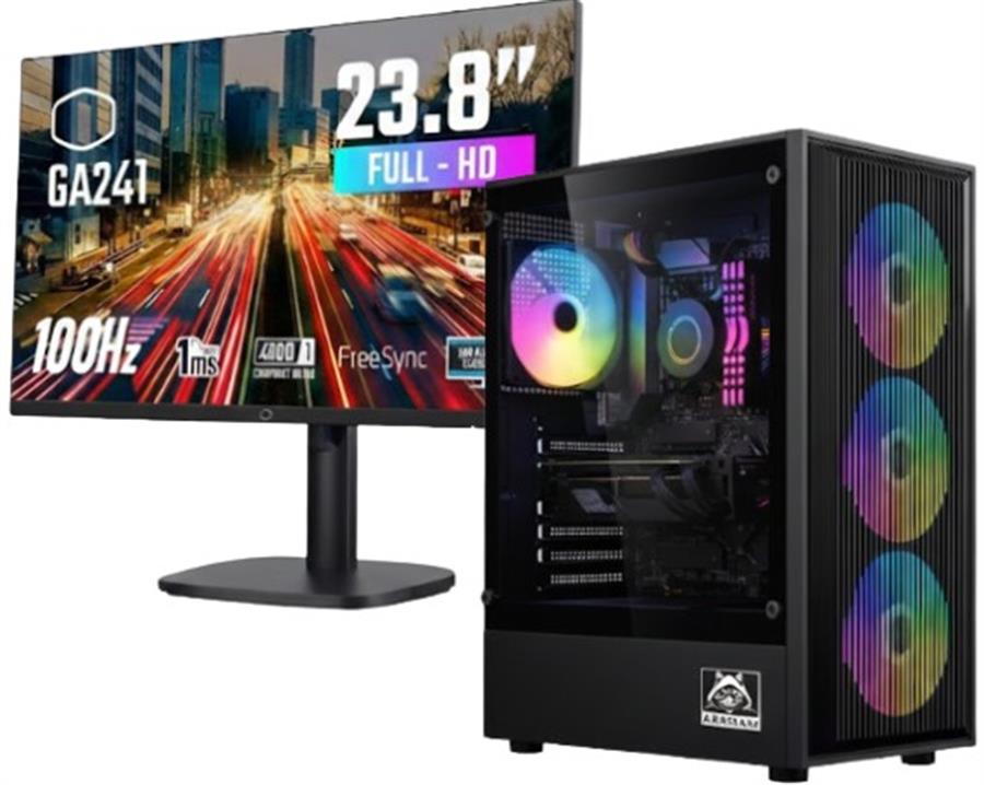 Pc + Monitor 24 Gamer Diseño Piccolo Ryzen 5 5500 16G Ram Ssd 500G RTX3050 6GB