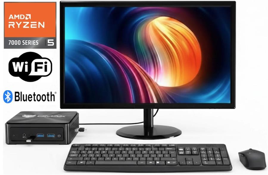 Pc HOGAR Ryzen 5 7430U 16Gb 512Gb Wifi + Monitor 22" + Teclado Mouse Inalambrico